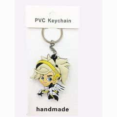 Overwatch Mercy Angela Ziegler Model Figure Pendant Keyring Handmade Anime PVC Keychain