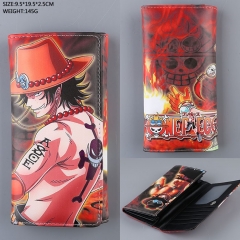 One Piece Cosplay Colorful Ace Folding Purse Anime Long Wallet