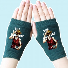 One Piece Luffy Cartoon Atrovirens Half Finger Good Quality Anime Gloves 14*8CM