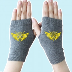 Glory Golden Marks Gray Warm Half Finger Anime Knitted Gloves 14*8CM