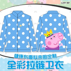 Peppa Pig Color Printing Cosplay Zipper Sweater Anime Hoodie (S-XXL)