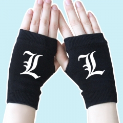 Death Note Popular Movie Half Finger Black Anime Knitted Gloves 14*8CM