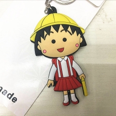 Chibi Maruko Chan Sakura Momoko Cartoon Pendant Keyring Two-side Printed Japanese Anime Keychain
