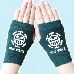 One Piece Mark Atrovirens Half Finger Comfortable Anime Knitted Gloves 14*8CM