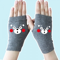 Kumamon Cute Cartoon Gray Half Finger Anime Knitted Gloves 14*8CM