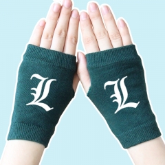 Death Note Popular Movie Half Finger Atrovirens Anime Knitted Gloves 14*8CM