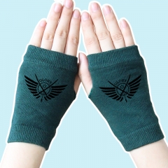 Glory Game Black Marks Atrovirens High Quality Half Finger Anime Knitted Gloves 14*8CM