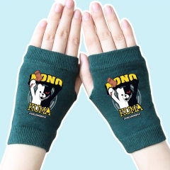 Dangan Ronpa Monokuma Cartoon Atrovirens Anime Half Finger Knitted Gloves 14*8CM