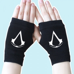 Assassin's Creed Mark Black Half Finger Anime Knitted Gloves 14*8CM
