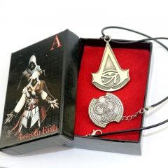 Assassin's Creed Cosplay Silver Color Pendant Anime Necklace+Brooch