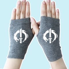 Overwatch Genji Marks Gray Half Finger Warm Anime Knitted Gloves 14*8CM