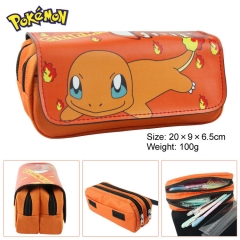 Pokemon Character Charmander Cartoon Anime Zipper PU and Canvas Pencil Bag