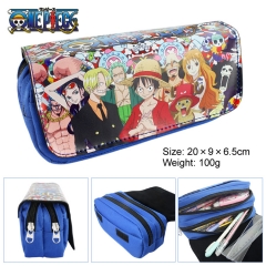 One Piece Cartoon Anime Zipper PU and Canvas Pencil Bag