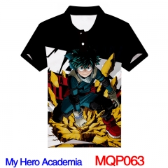 My Hero Academia Cartoon Cosplay  Print Fashion Anime Shirts Anime Short Sleeves Polo Shirts 250g