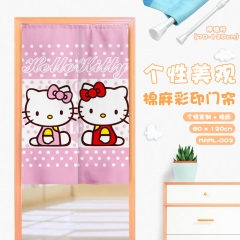 Hello Kitty Cosplay Catoon Cute Color Printing Cotton-flax Anime Curtain