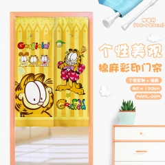 Garfield Cosplay Catoon Cute Color Printing Cotton-flax Anime Curtain