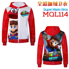 Super Mario Bro Game Cosplay Long Sleeves Hoodie Print Warm Anime Zipper Hooded Hoodie M-3XL