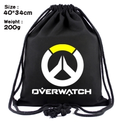 Overwatch Game Fashion Anime Print Canvas Drawstring Pocket Bag