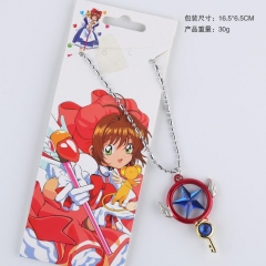 Card Captor Sakura Cartoon Necklaces Blue Magic Wand Pendant Wholesale Anime Alloy Necklace