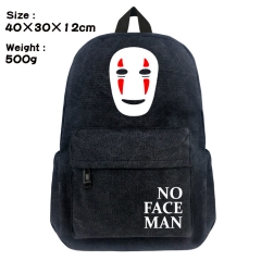 Spirited Away No Face Man Cartoon Bag Black Canvas Anime Backpack Bags