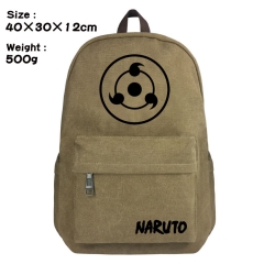 Naruto Bag Sharingan Logo Khaki Canvas Anime Backpack Bags