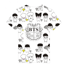 K-POP BTS Bulletproof Boy Scounts Anime 3D Print T shirts Teenage Summer Short Sleeves Tshirts