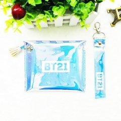 K-POP BTS BT21 Bulletproof Korean Popular Group Cosmetic Bag Bangtan Boys Anime Purse Wallet Makeup Bags