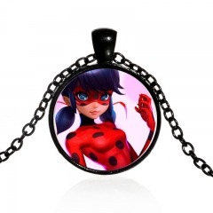 Hot Cartoon Miraculous Ladybug Necklace Glass Kid Toys Pendant