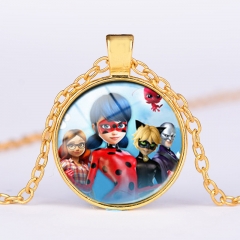 Hot Cartoon Miraculous Ladybug Necklace Glass Pendant