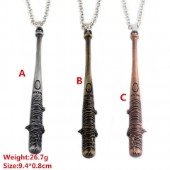 3 Colors The Walking Dead Baseball Pole Cosplay Movie Fashion Pendant Decoration Alloy Anime Necklace