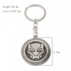 Black Panther Round Shape Design Fashion Key Ring Decoration Alloy Anime Key Chain
