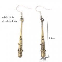 2 Colors The Walking Dead Baseball Pole Movie Cosplay Earring Anime Alloy Decoration Earring