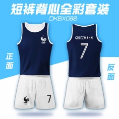 FIFA World Cup Cosplay French National Football Team Jersey Anime Vest+Pants (Set)
