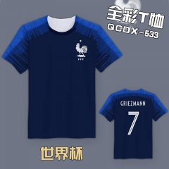 FIFA World Cup Cosplay French National Football Team Jersey Anime Short Sleeves T Shirts