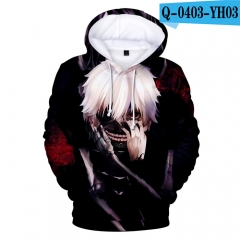 Japanese Cartoon Tokyo Ghoul 3D Hoodies Soft Thick Hooded