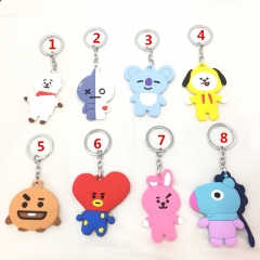 BT21 K-POP BTS Bulletproof Boy Scouts Cute Keychain Soft PVC Key Chains
