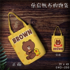 Brown Bear Cosplay Movie Cool For Girl Fashion Canvas Anime Casual Shoulder Shopping Bag