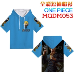 One Piece Cartoon Cosplay Print Anime Short Sleeves Hooded T Shirts