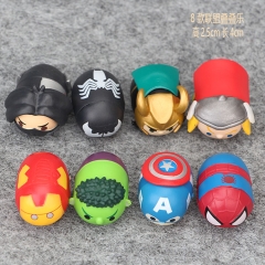 8pcs/set The Avengers Funny Toys Cartoon Collection Statue Anime PVC Figure 2.5cm