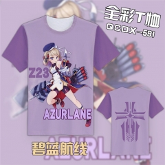 Azur Lane Japanese Game Cosplay  Tshirts Cartoon Print Anime Short Sleeves T Shirts