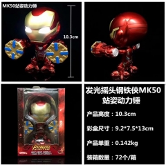 Iron Man Model Toy Statue Bright Shaking Head Anime PVC Action Figures 10.3cm
