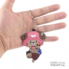 Japanese Cartoon One Piece Chopper Kawaii Soft Plastic Keychain Double Sided Key Chains