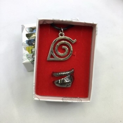 Naruto Cosplay Cartoon Kunai Gun-Silver Color Decoration Anime Necklace+Ring