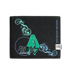 Hatsune Miku Black Short Wallet PU Leather Bifold Wallets Women Coin Purse