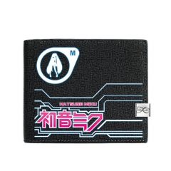 Hatsune Miku Black Short Wallet PU Leather Bifold Wallets Women Coin Purse