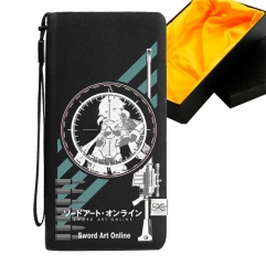 Sword Art Online Black Long Wallet PU Leather Bifold Wallets Women Coin Purse