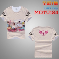 Korean Star Girl's Day Cosplay Cartoon Print Anime Short Sleeves Style Round Neck Comfortable T Shirts