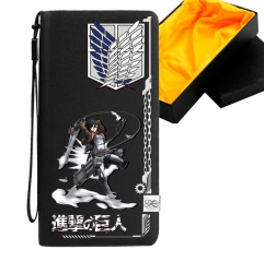 Attack On Titan Black Long Wallet PU Leather Bifold Wallets Women Coin Purse