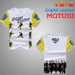 Korean Star Super Junior Cosplay Cartoon Print Anime Short Sleeves Style Round Neck Comfortable T Shirts