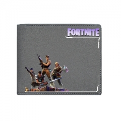 Fortnite Gray Cosplay Hot Game Cartoon PU Anime Wallet Bifold Short Style Coin Purse